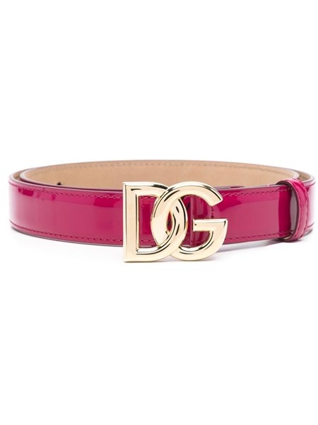 patent leather belt with logo plaque - 1