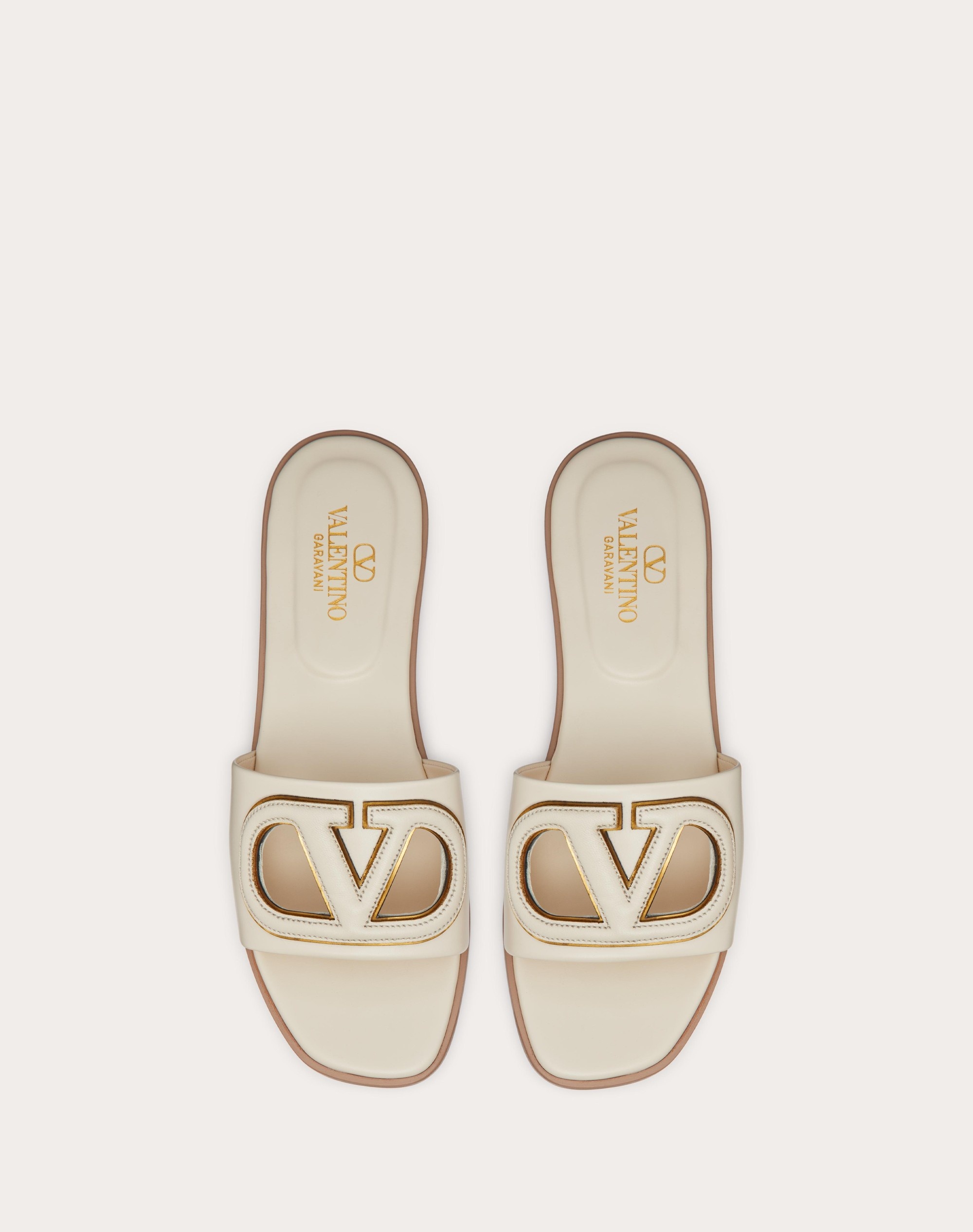 VLOGO CUT-OUT CALFSKIN SLIDE SANDAL - 4