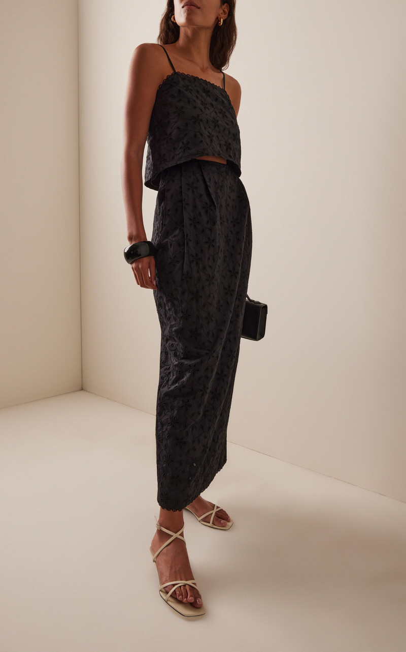 POSSE Salma Eyelet Cotton Maxi Skirt black outlook