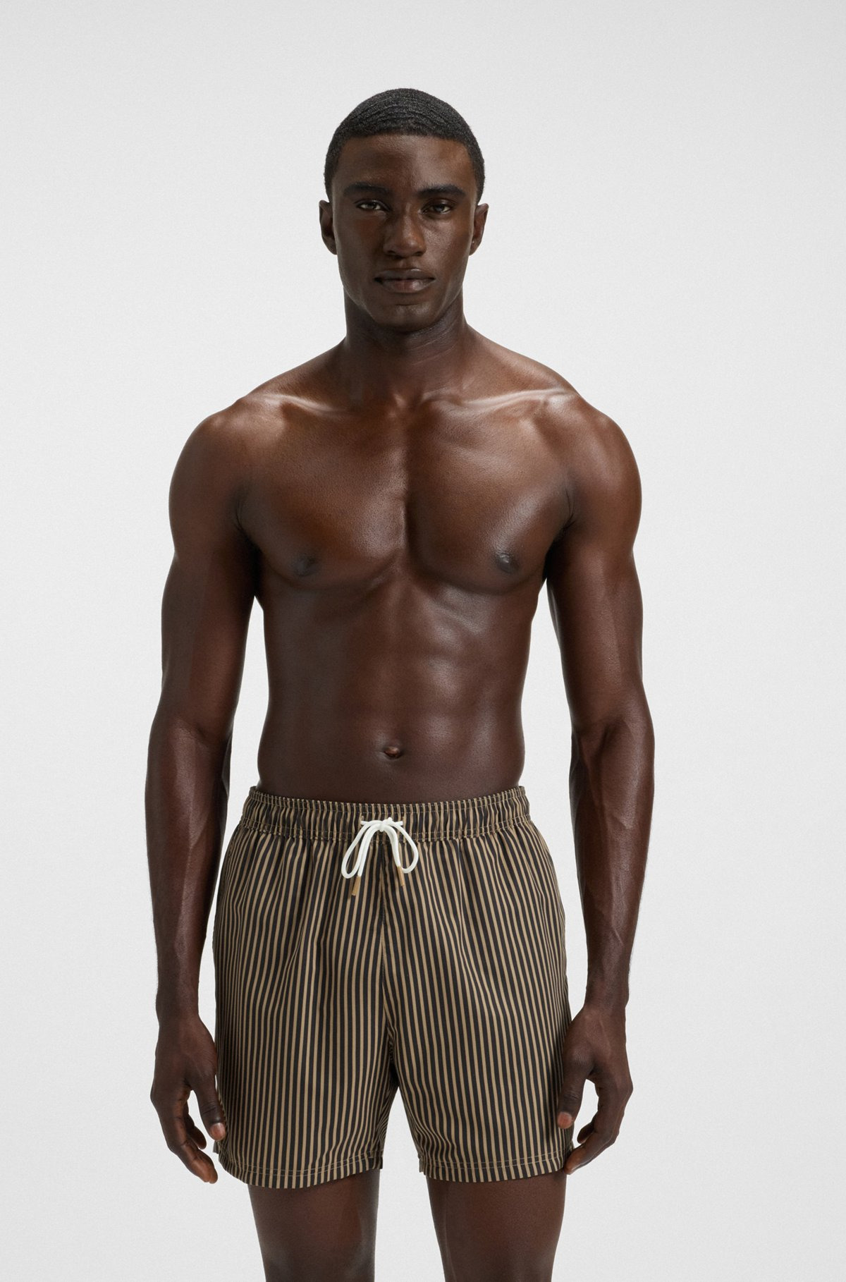 STRIPED SWIM SHORTS WITH LOGO DETAILS - 2