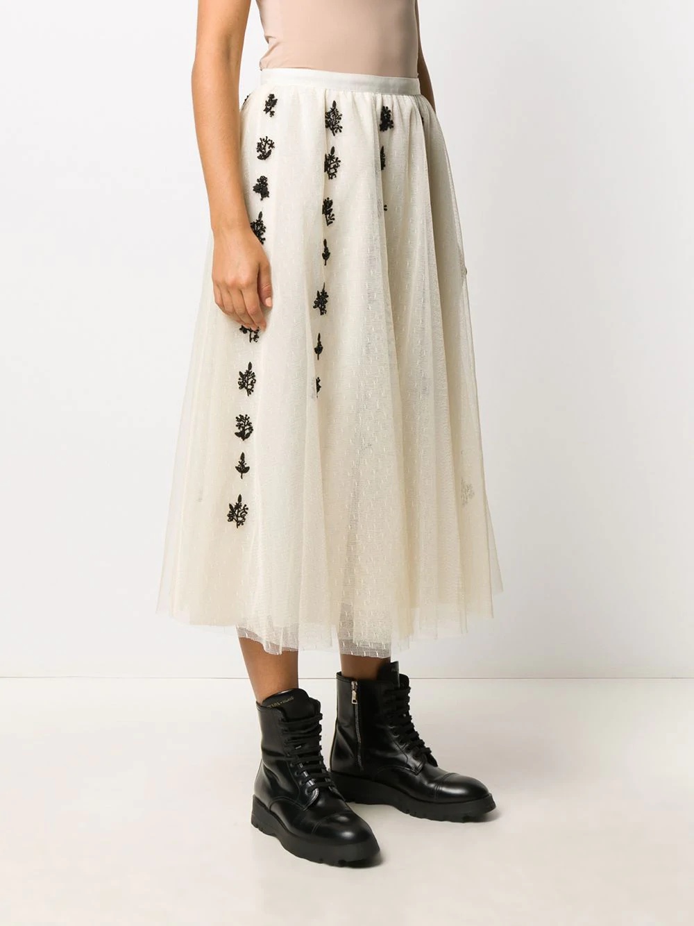 beaded-embellished tulle midi skirt - 3