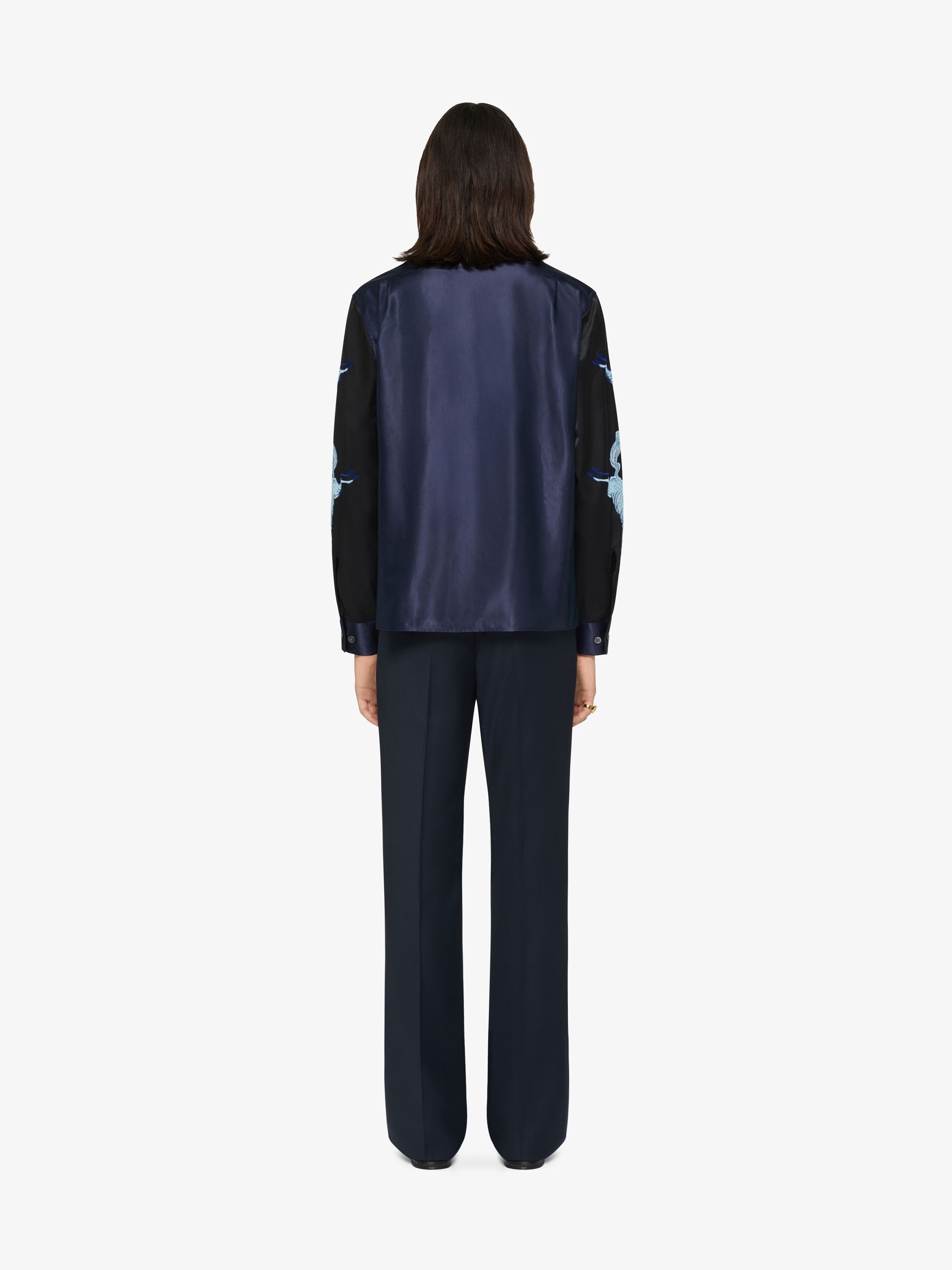SLIM FIT SHIRT IN SATIN WITH UNICORNS EMBROIDERY - 3