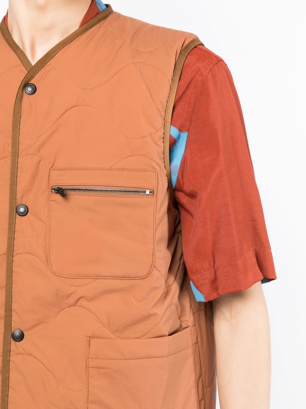 quilted V-neck gilet - 5