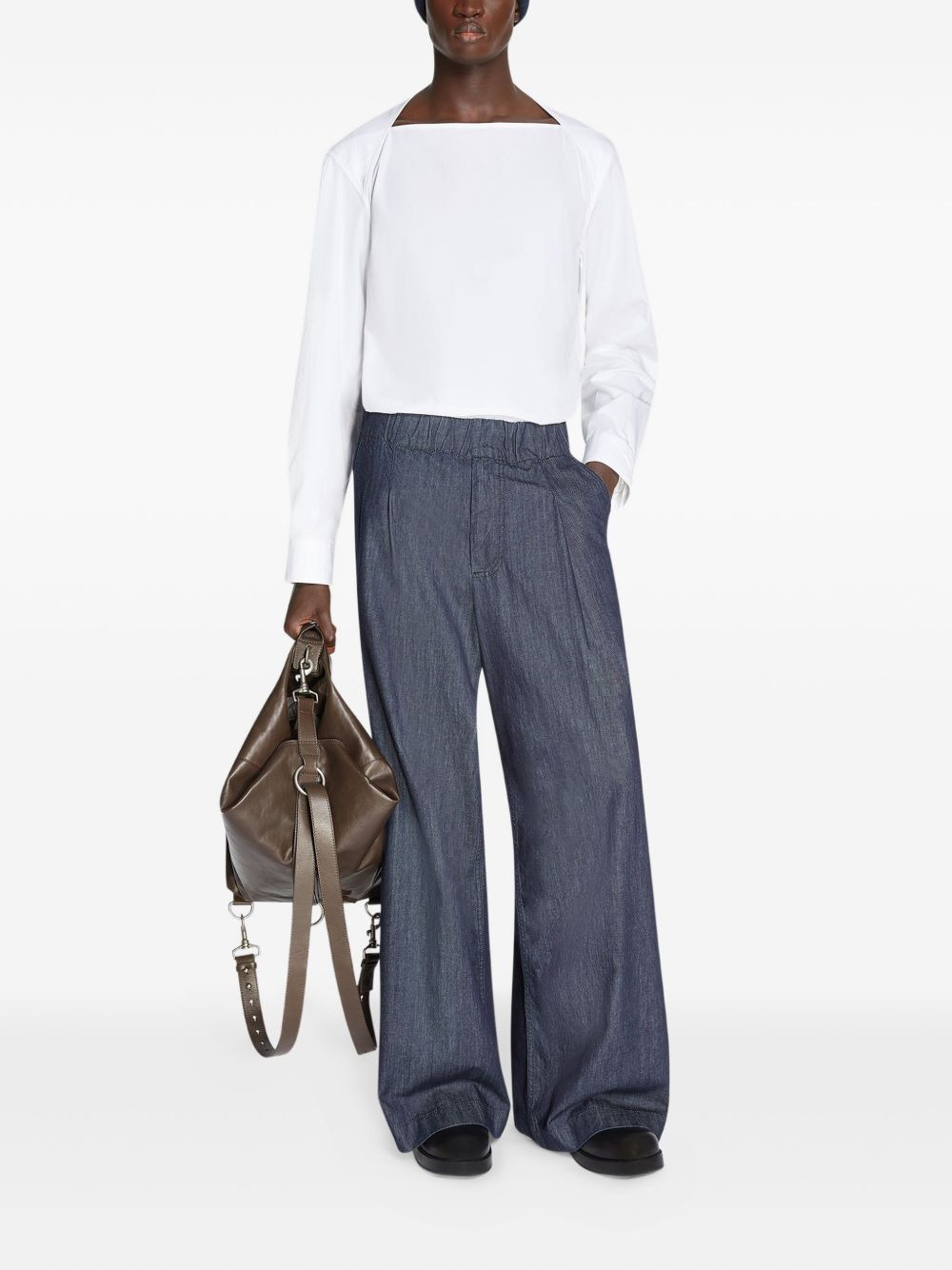 boat-neck cotton shirt - 2