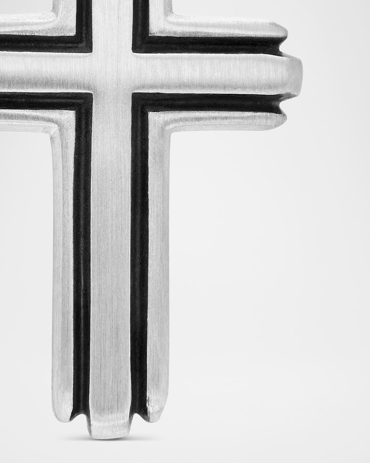 Men's Deco Cross Pendant in Silver, 27mm - 4
