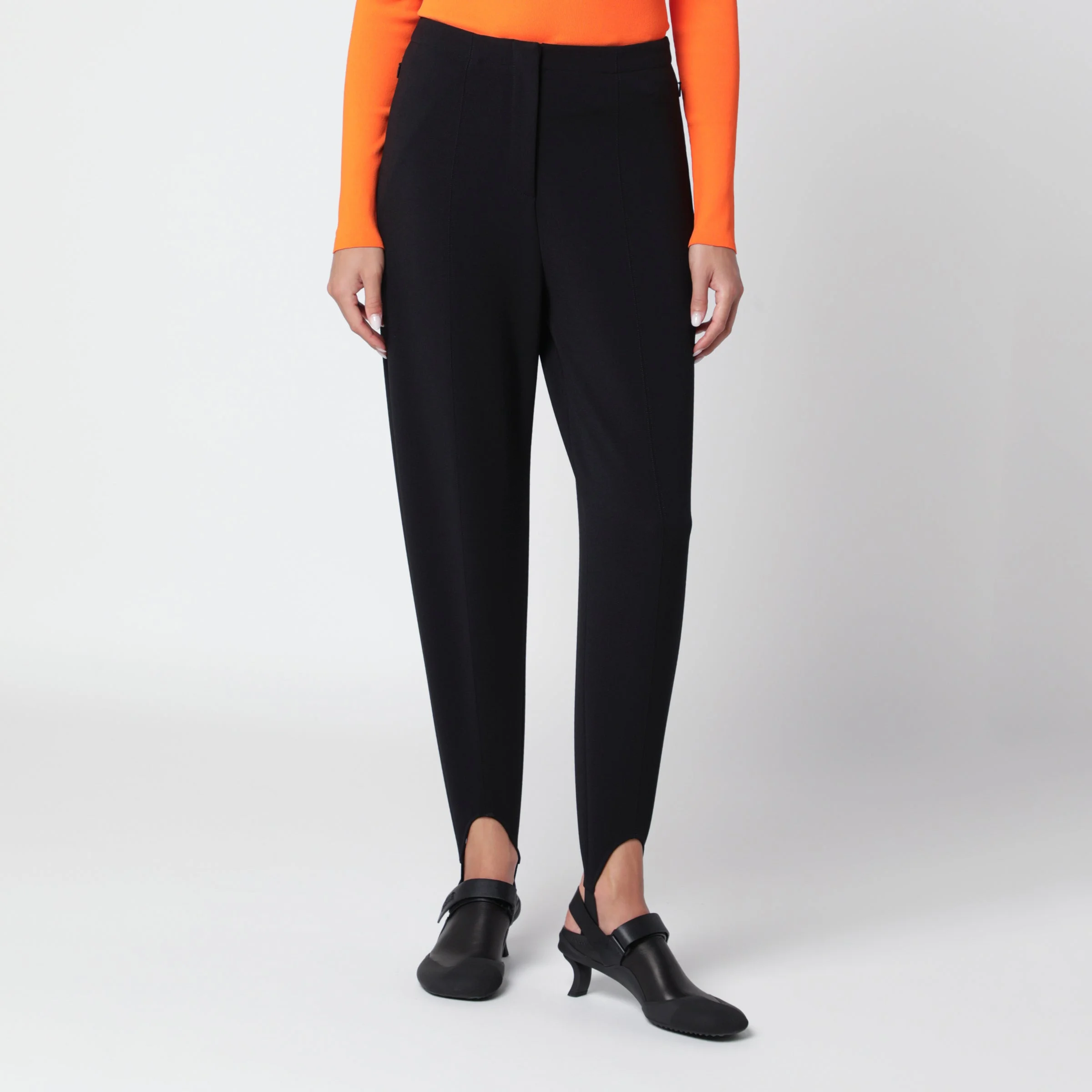Black stretch wool-blend trousers - 1