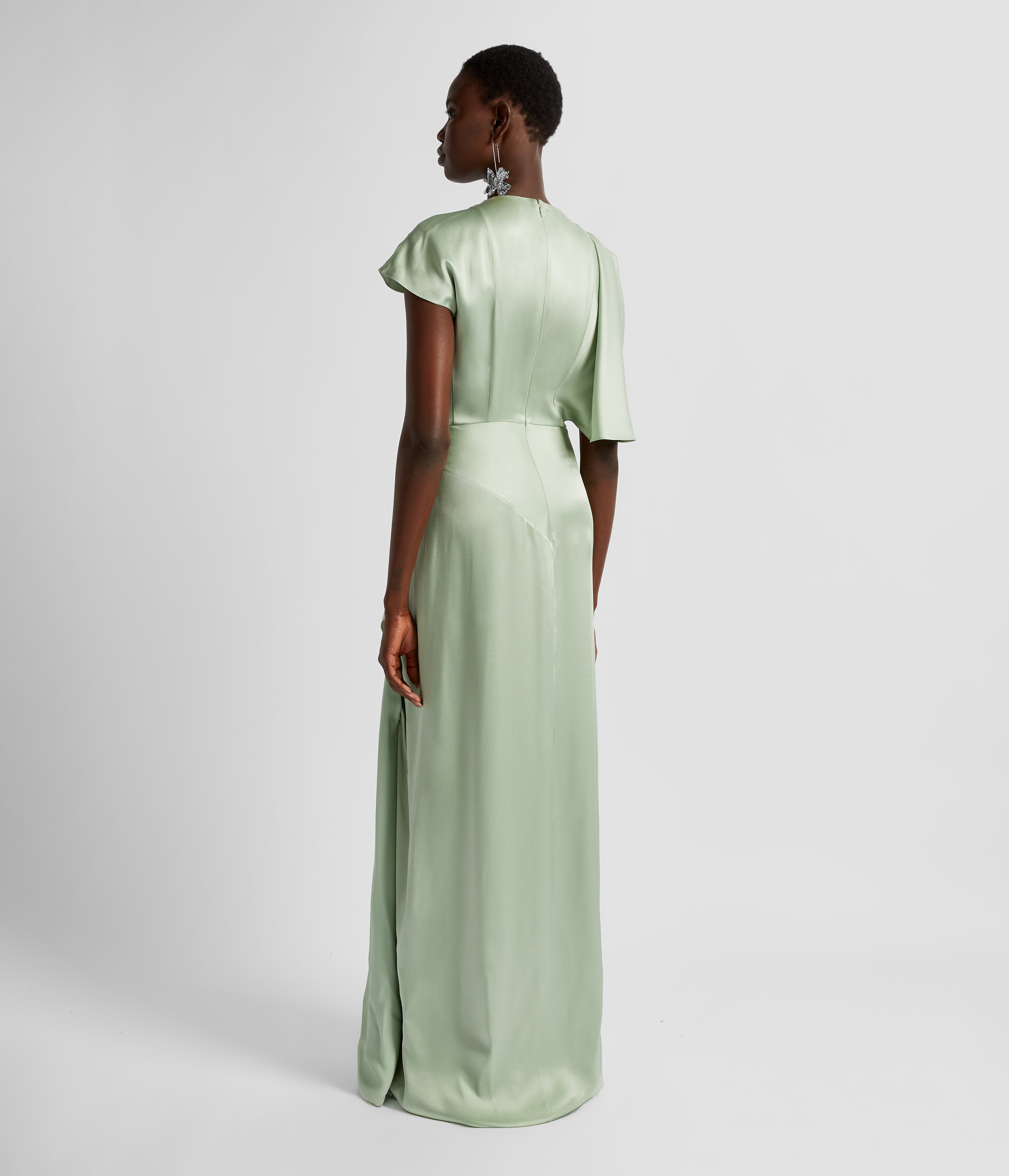 SHORT SLEEVE ASYMMETRIC GOWN - 3