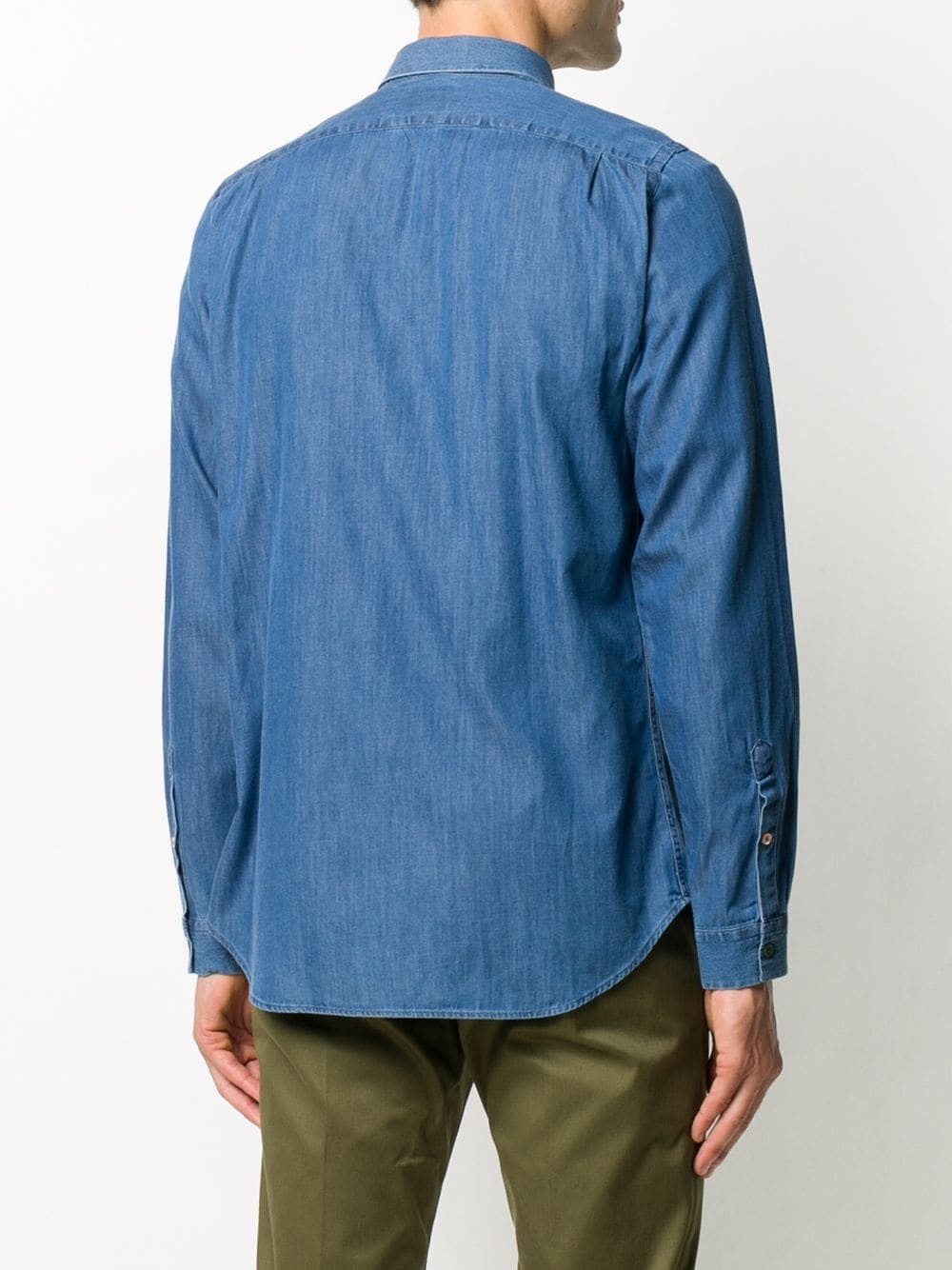 contrast button curved hem shirt - 4