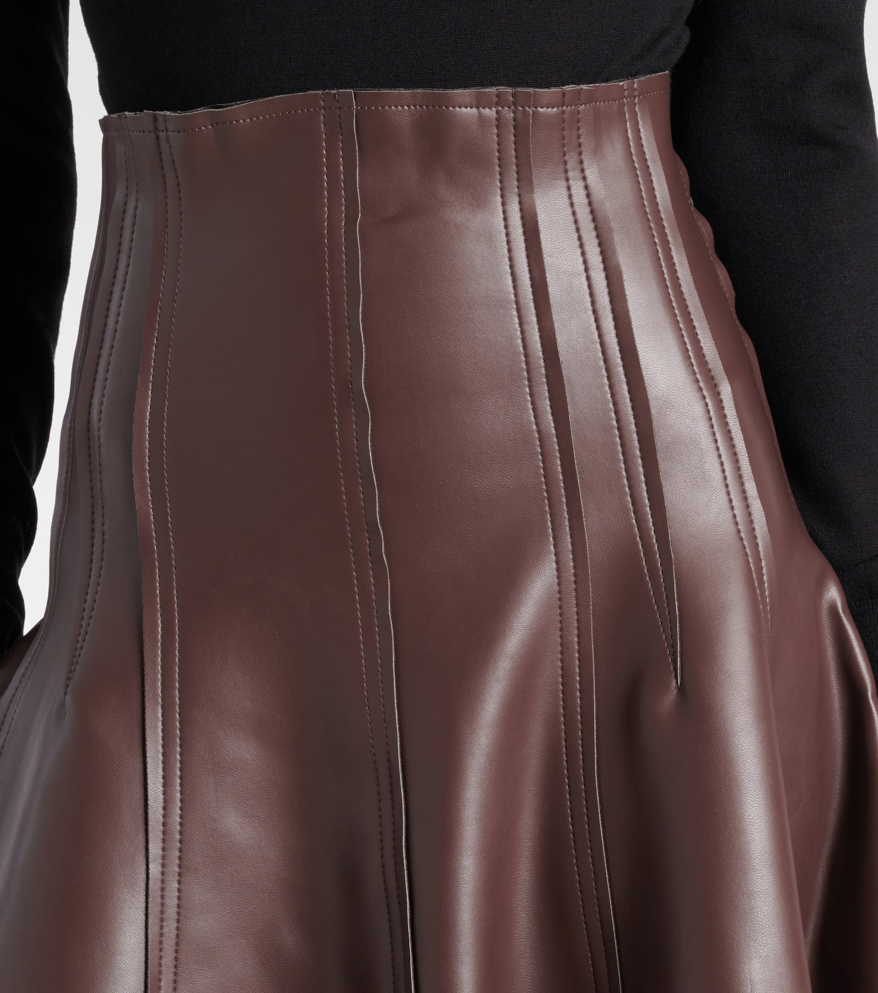 High-rise faux leather midi skirt - 4