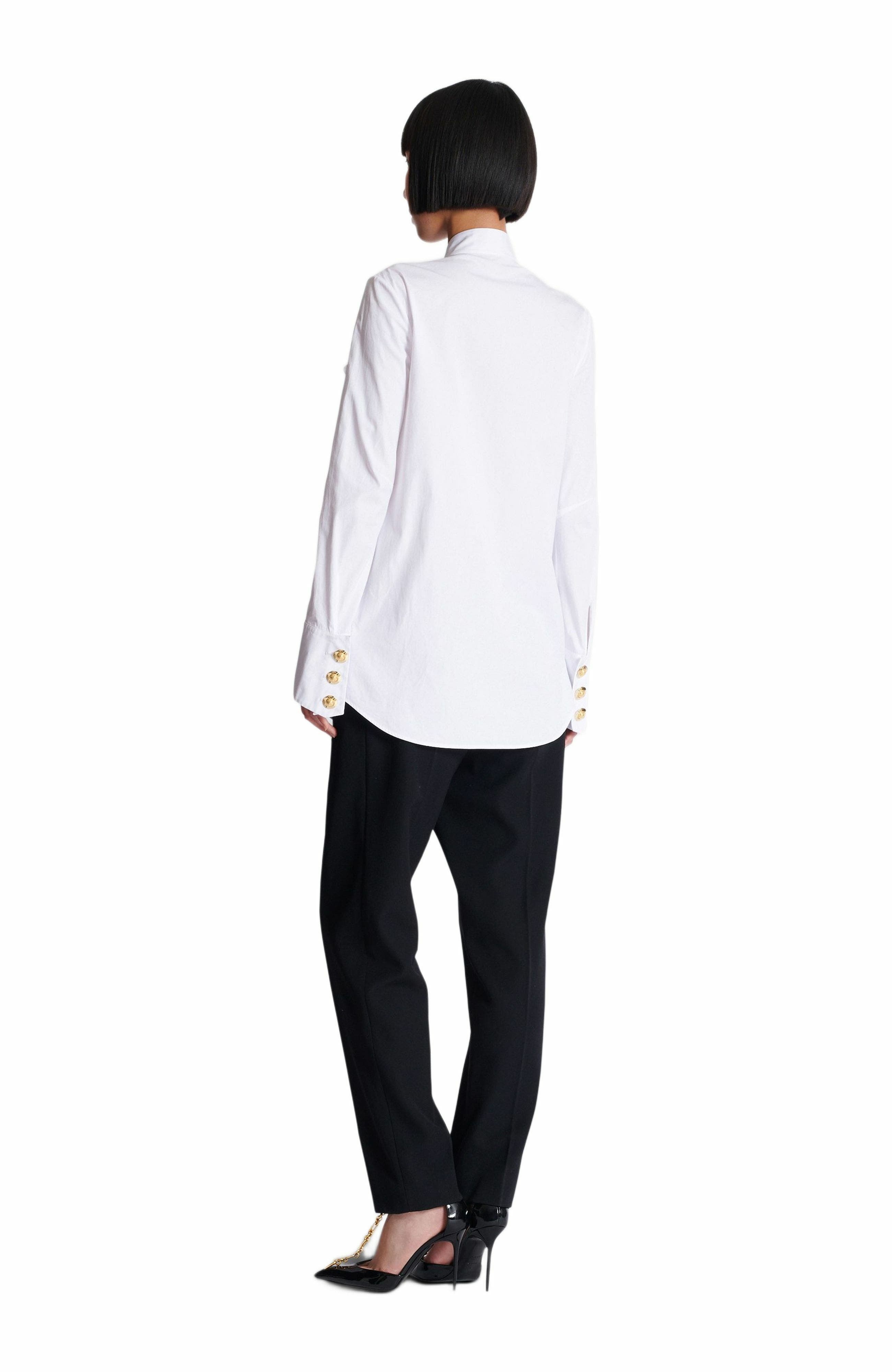 Balmain Ruffled poplin shirt in White at Nordstrom - 3