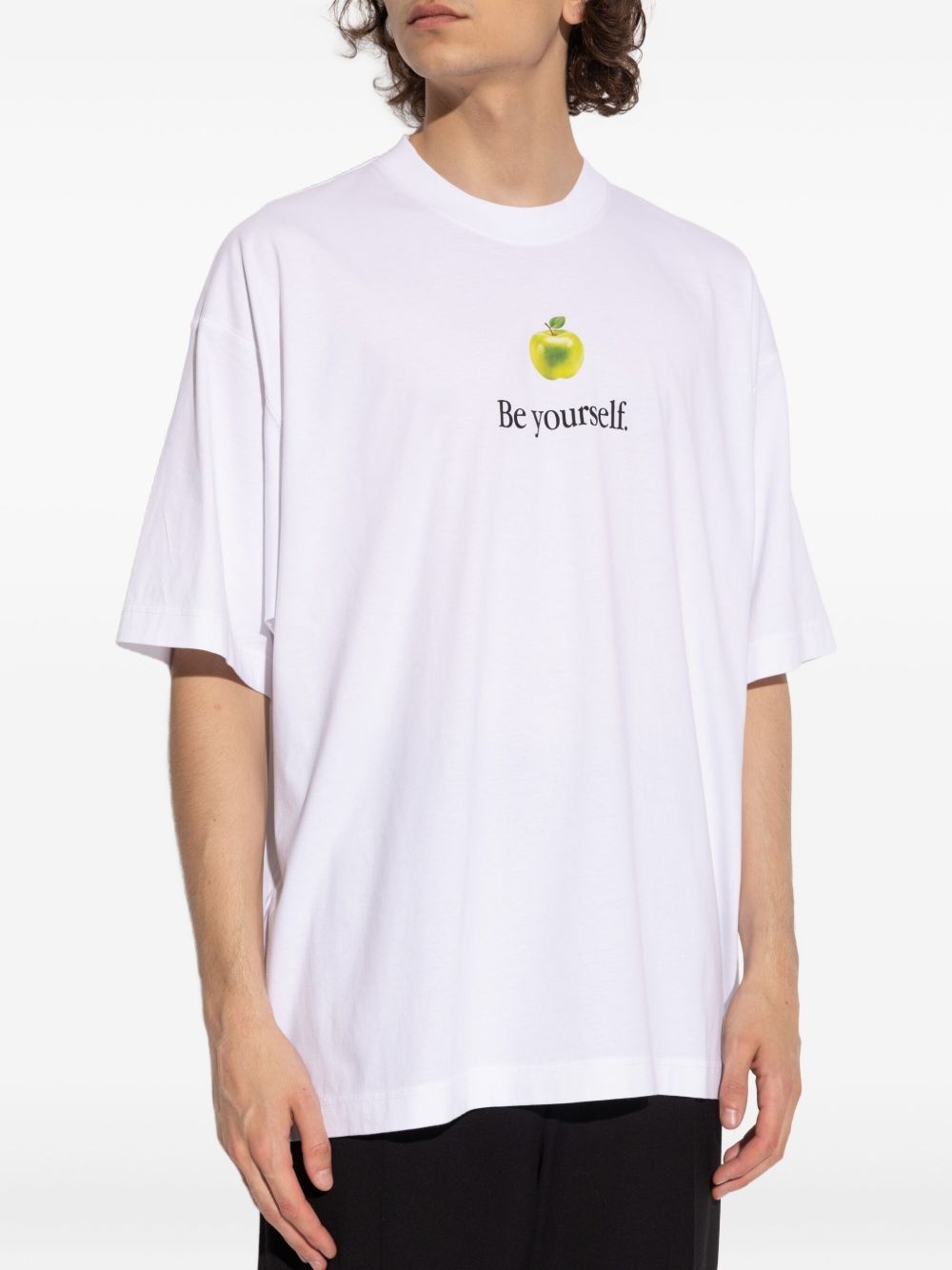 apple-print T-shirt - 3