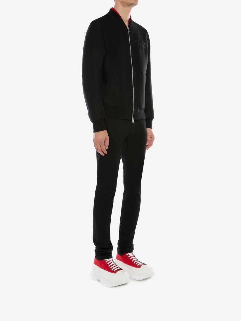 Crystal Embroidered Wool Blouson in Black - 3
