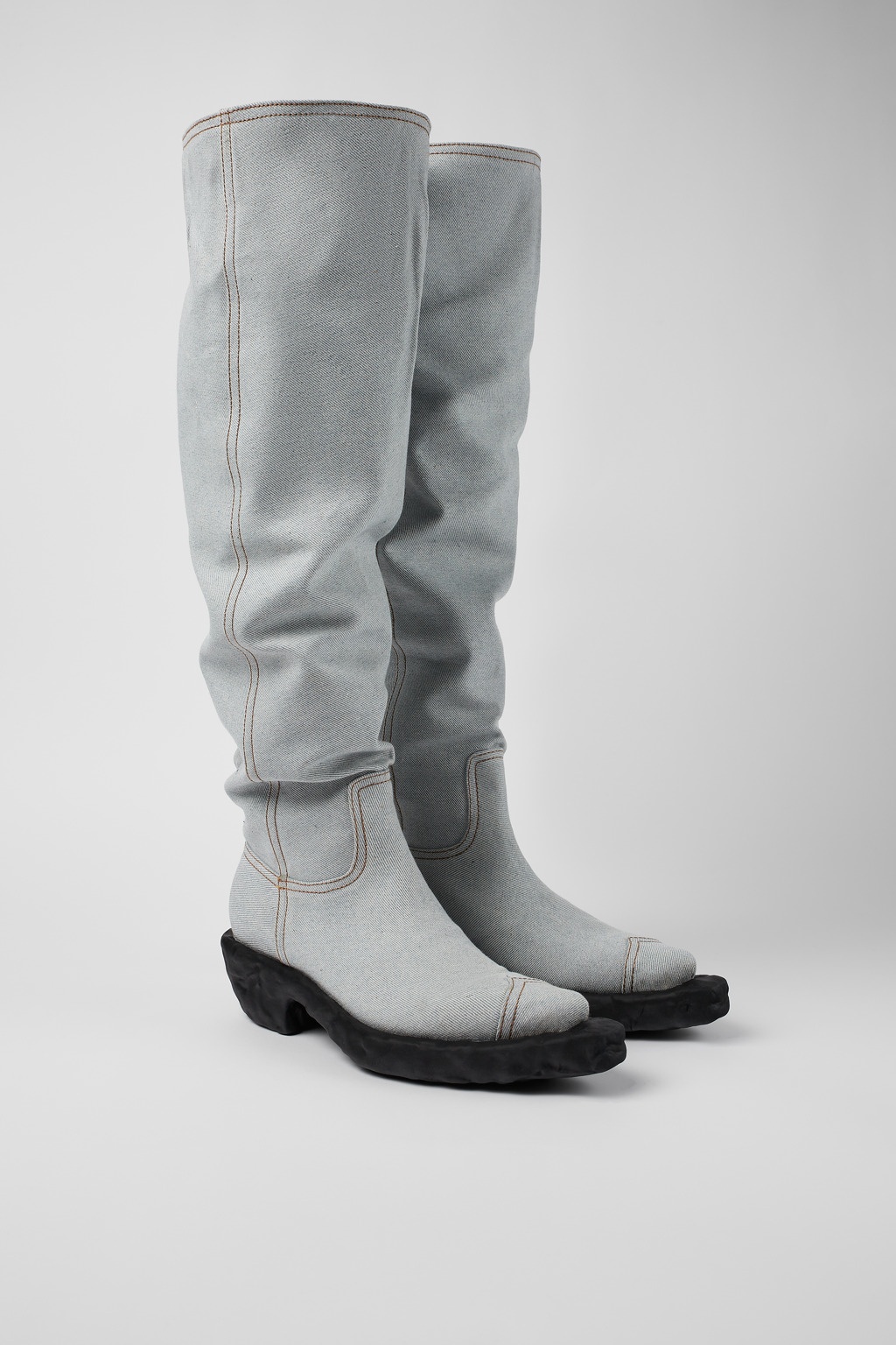 Blue Textile Knee-high Cowboy Boot - 2