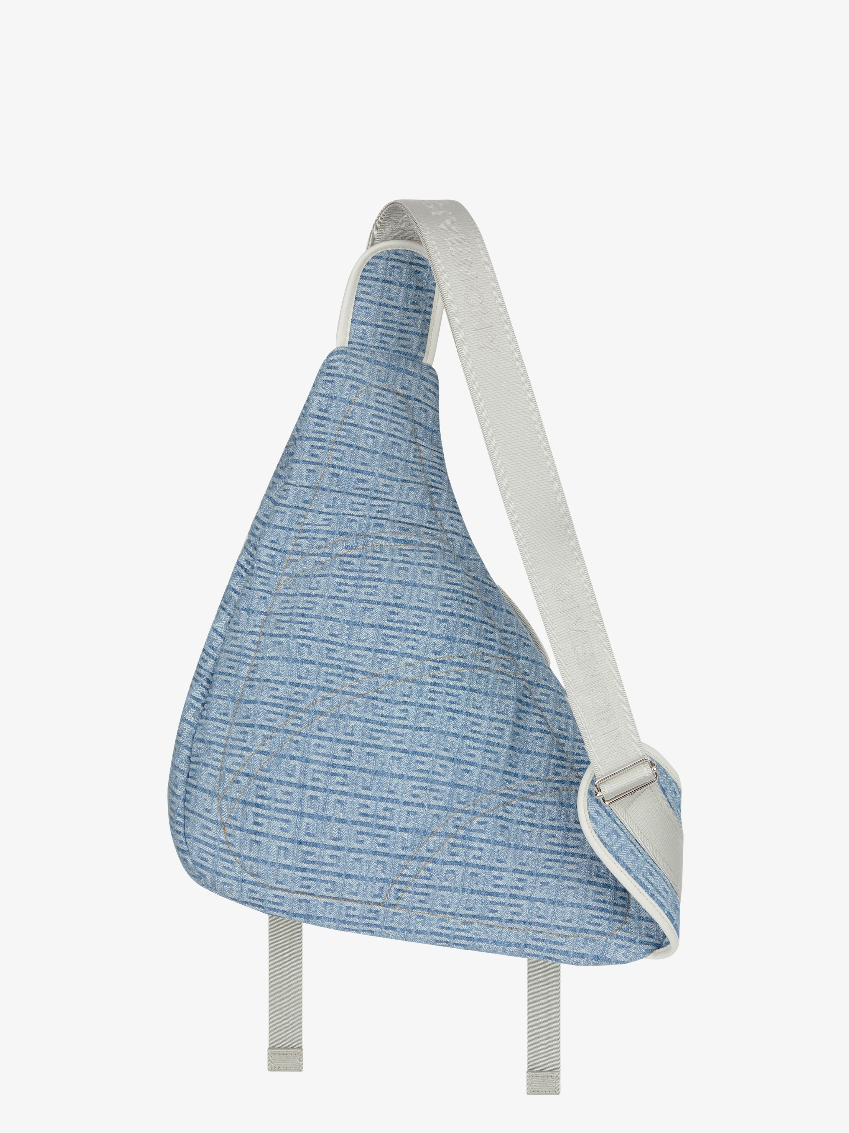 MEDIUM G-ZIP TRIANGLE BAG IN 4G DENIM - 4