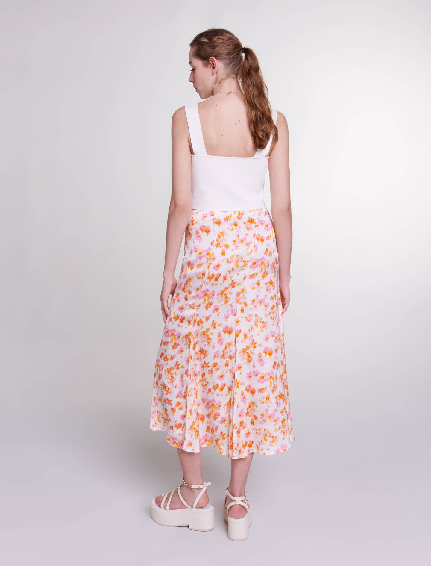 Satin-effect floral skirt - 4
