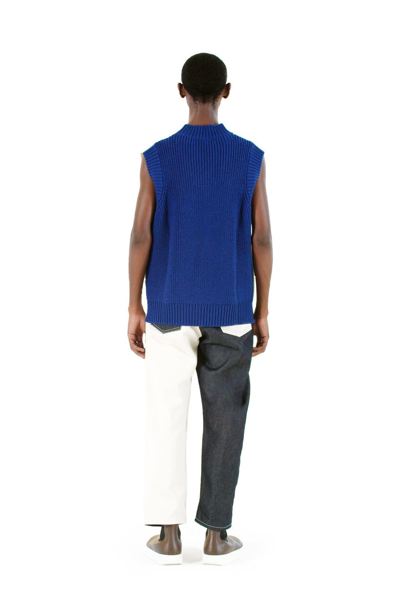 SUNNEI KNIT GILET / light yellow & electric blue outlook