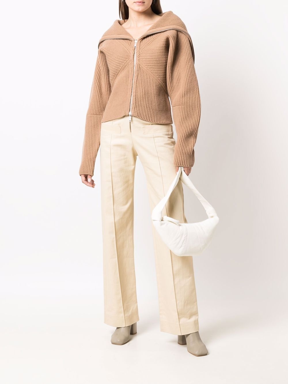 folded-collar zipped cardigan - 2