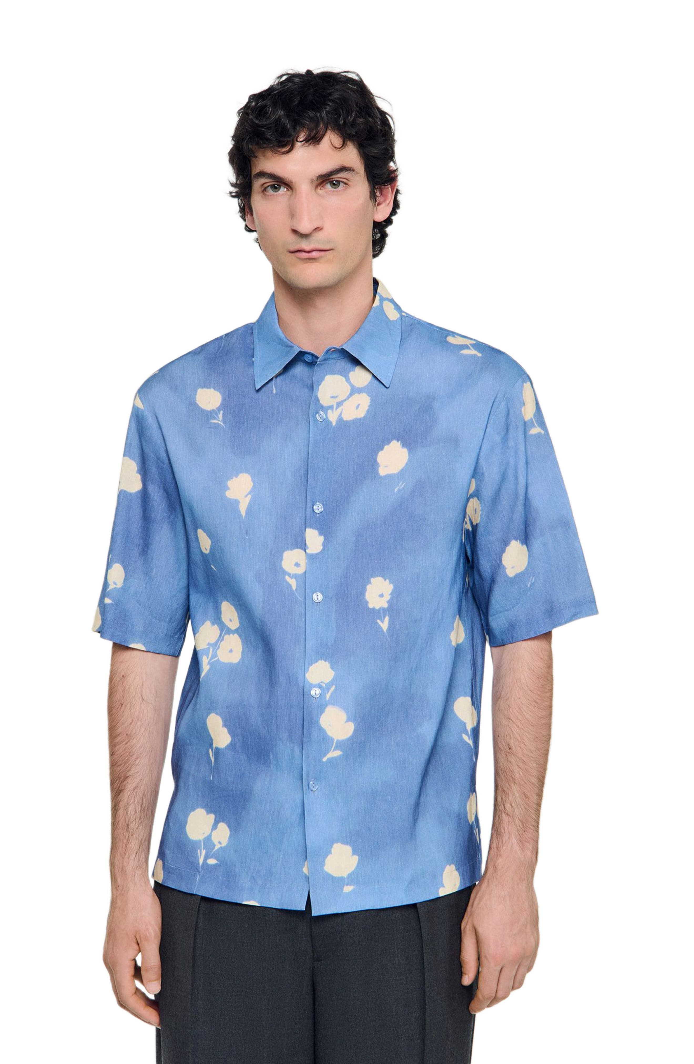 SANDRO Abstract Floral Shirt in Blue Office at Nordstrom - 3
