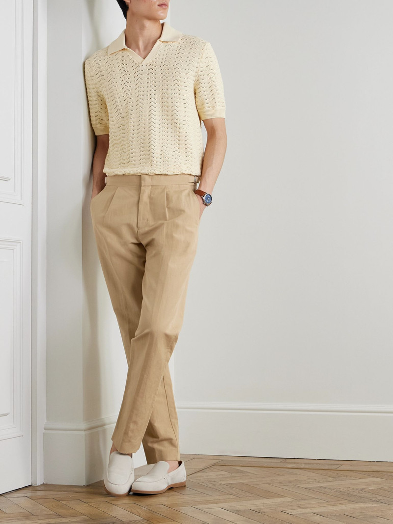 ORLEBAR BROWN Carsyn Tapered Pleated Linen and Cotton-Blend Trousers Beige outlook