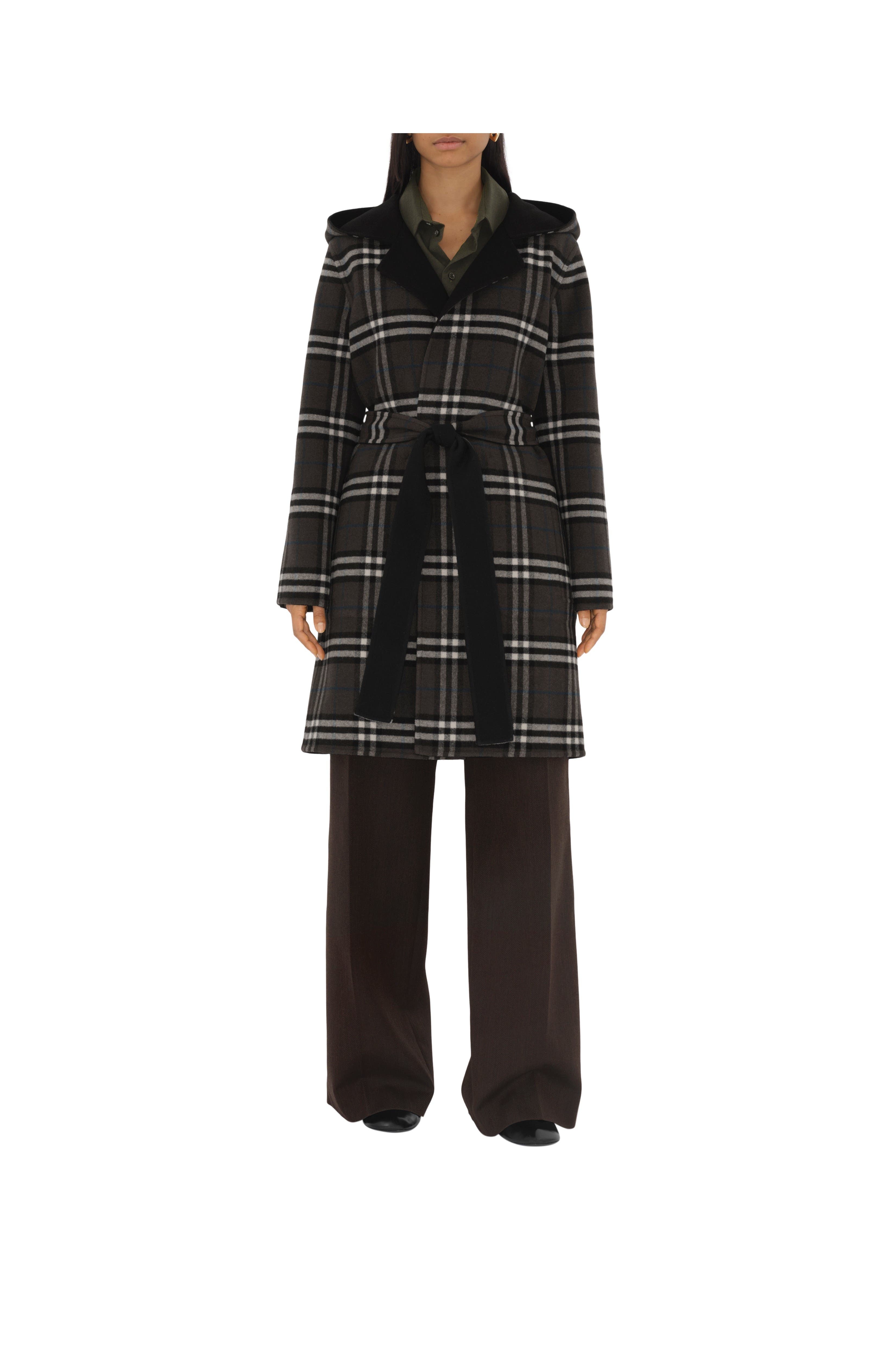 burberry Mid-length Reversible Check Wool Car Coat in Black at Nordstrom - 2