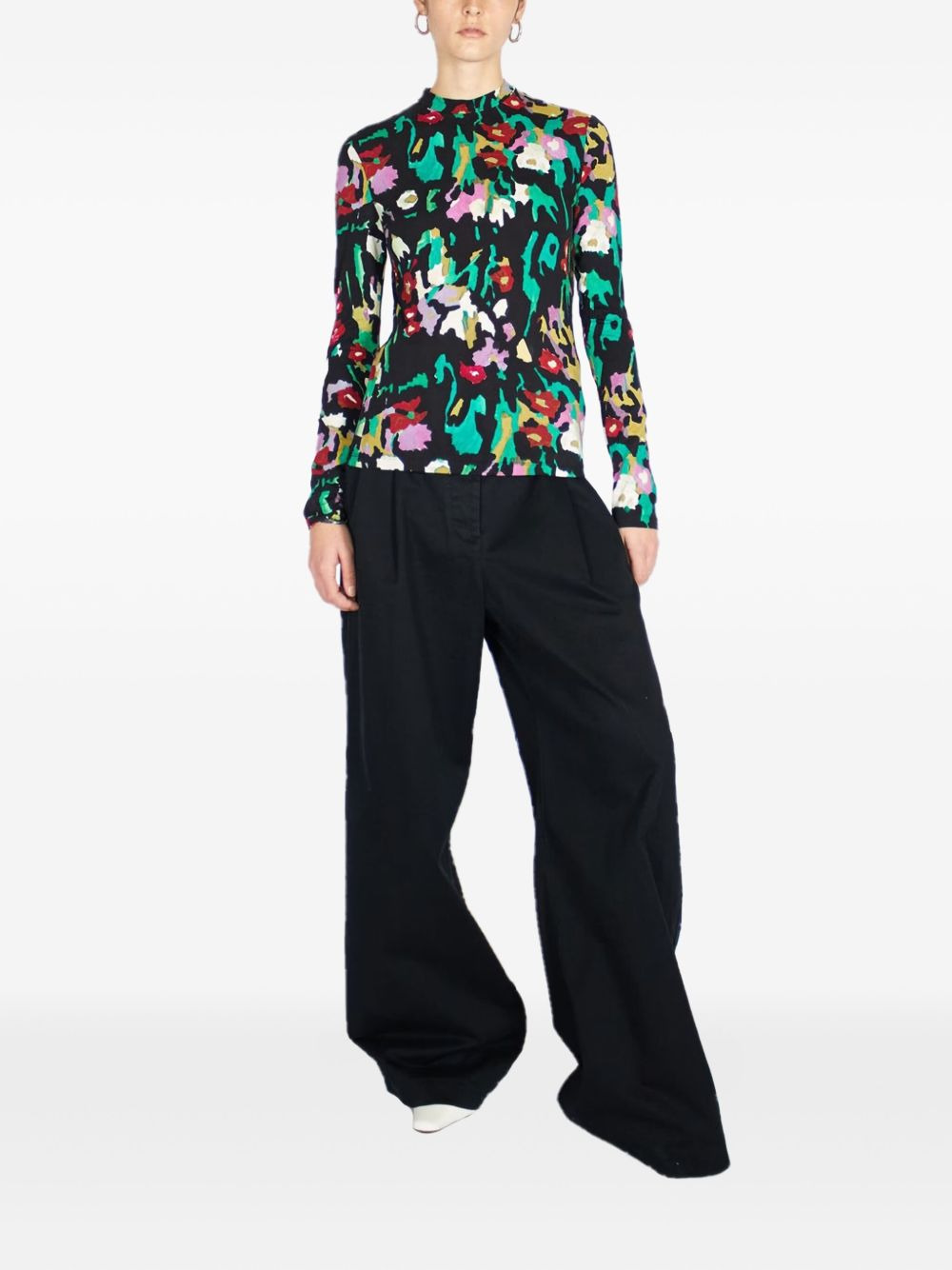 painted floral turtleneck top - 2