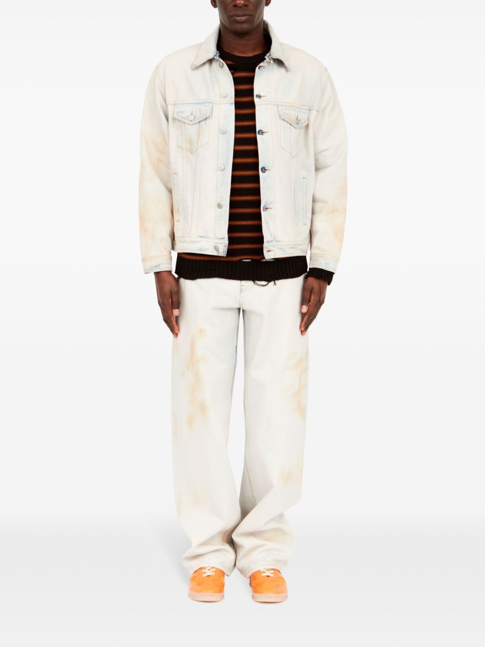 distressed-finish denim jacket - 2