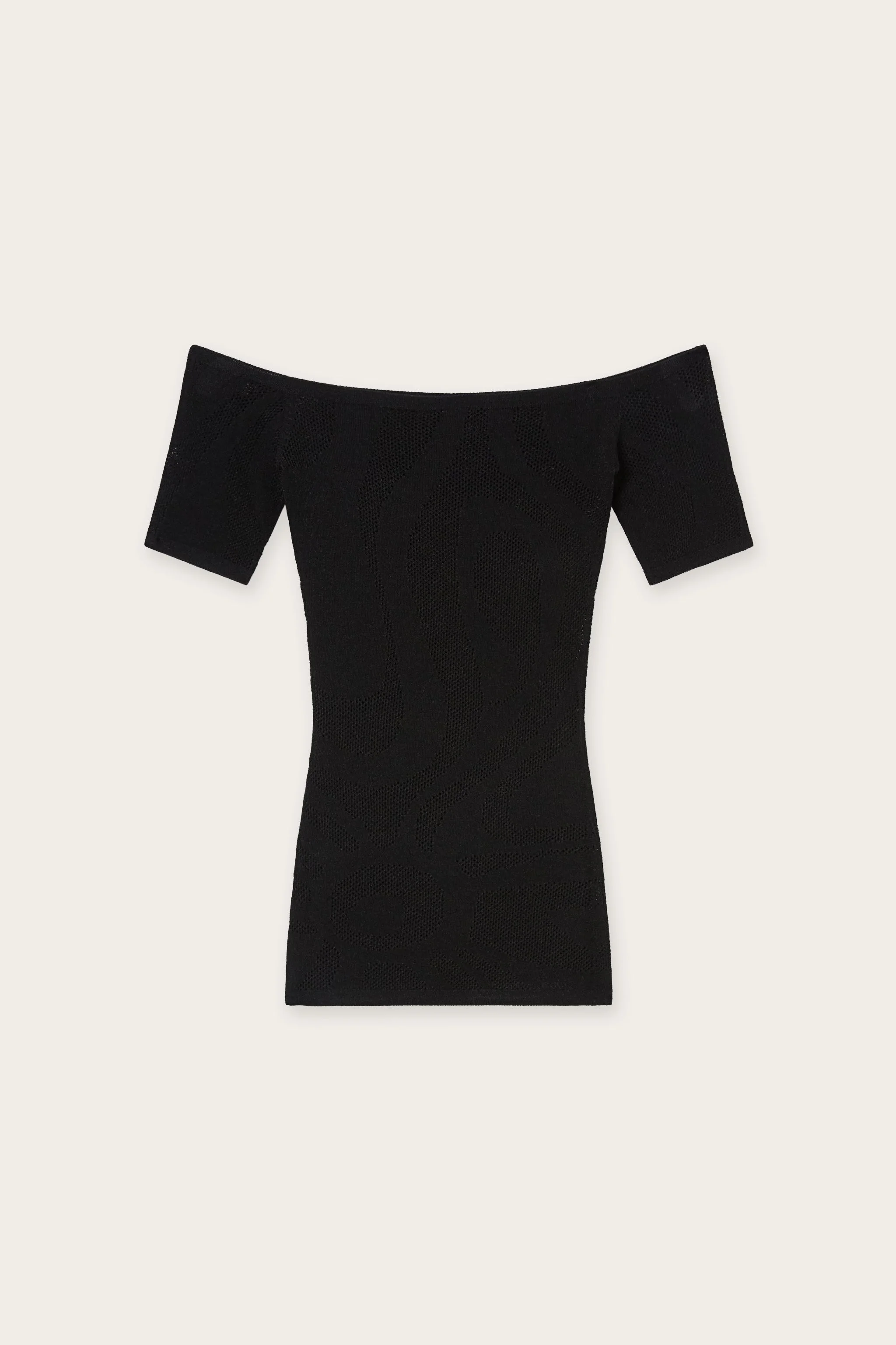 SHORT-SLEEVED TOP IN MARMO JACQUARD - 1