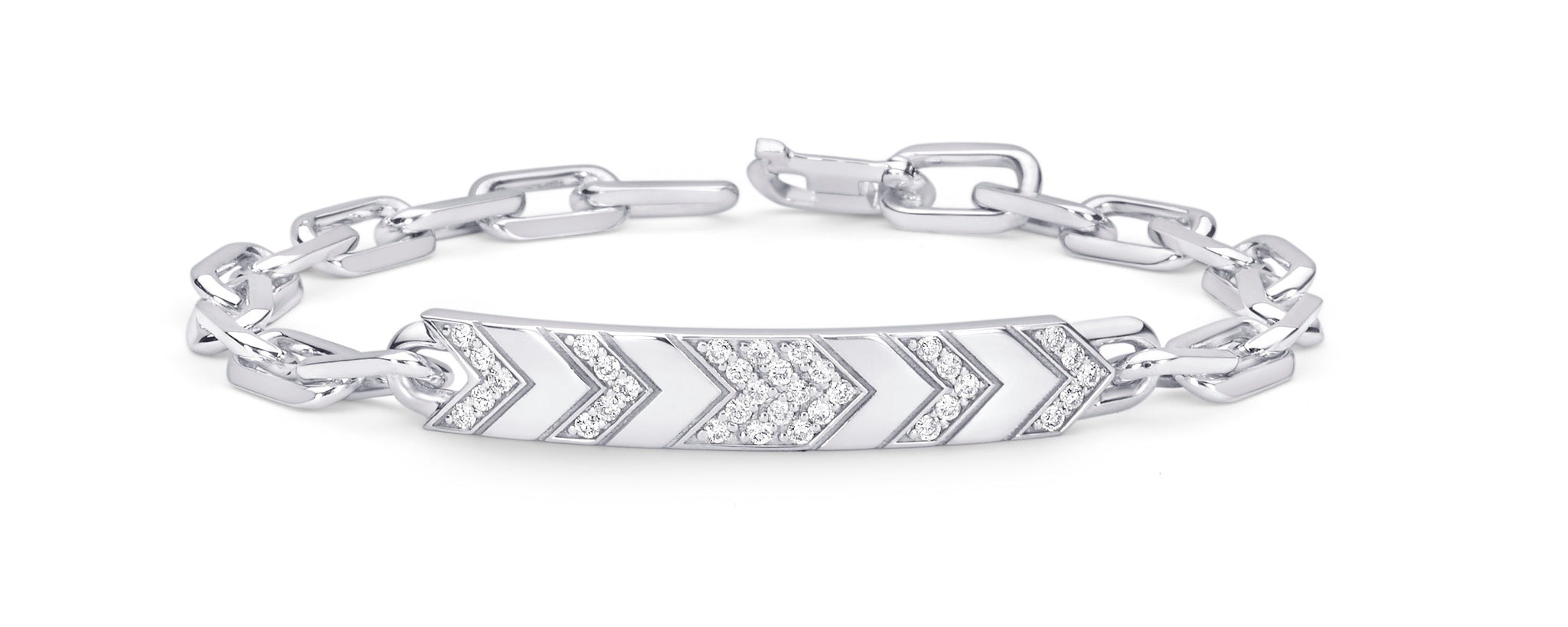 WHITE GOLD DIAMOND CHEVRON CHAIN BRACELET - 2