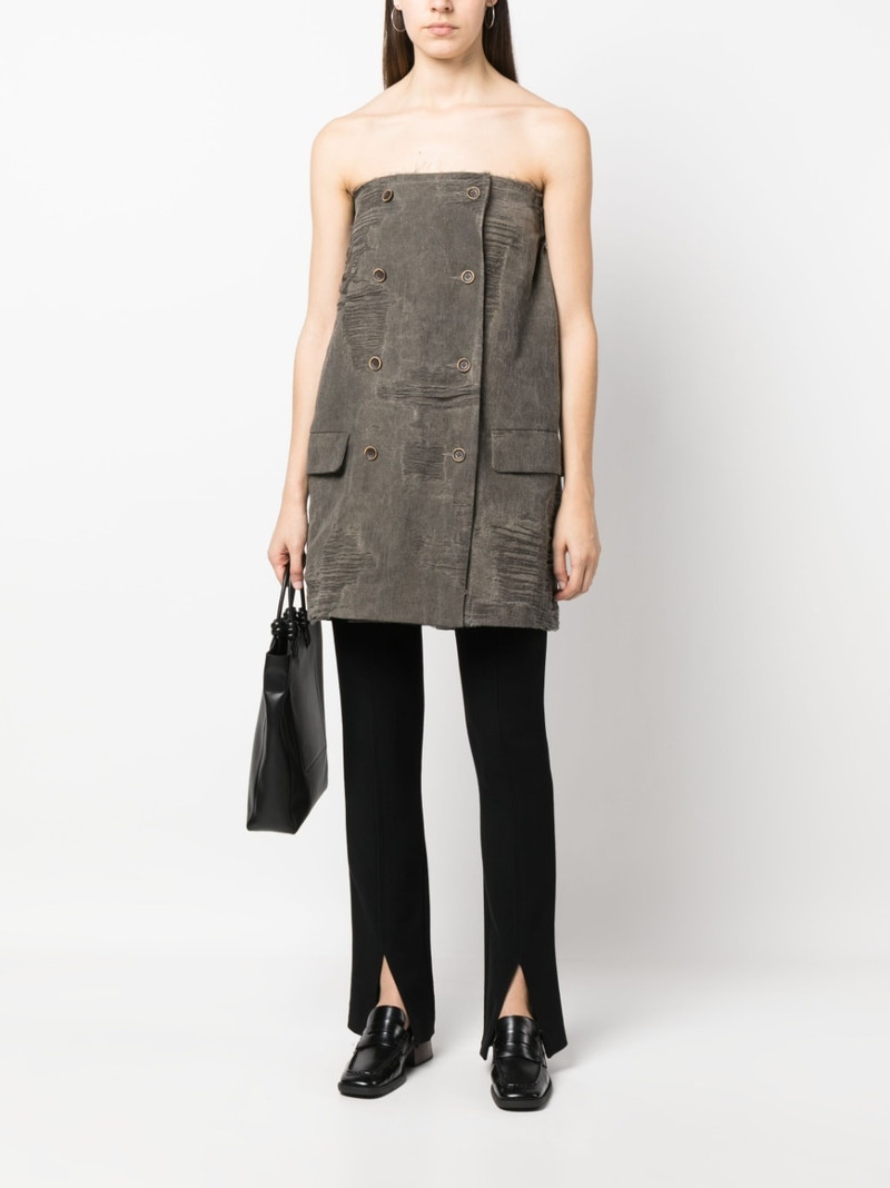UMA WANG oversized distressed double-breasted top outlook