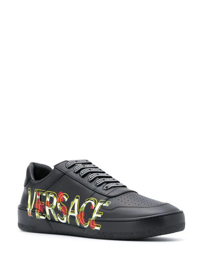 VERSACE logo printed leather sneakers outlook