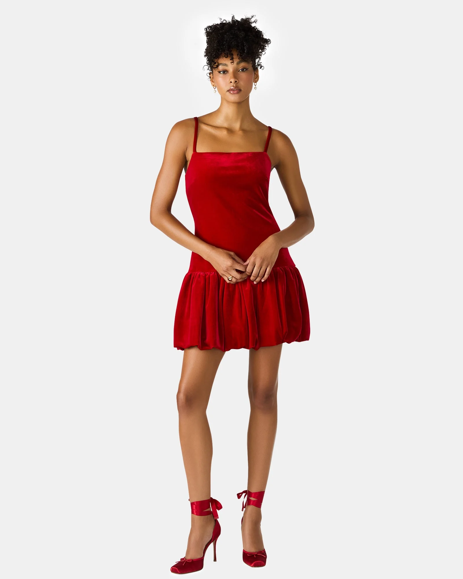 GIOVANNA DRESS RED VELVET - 1