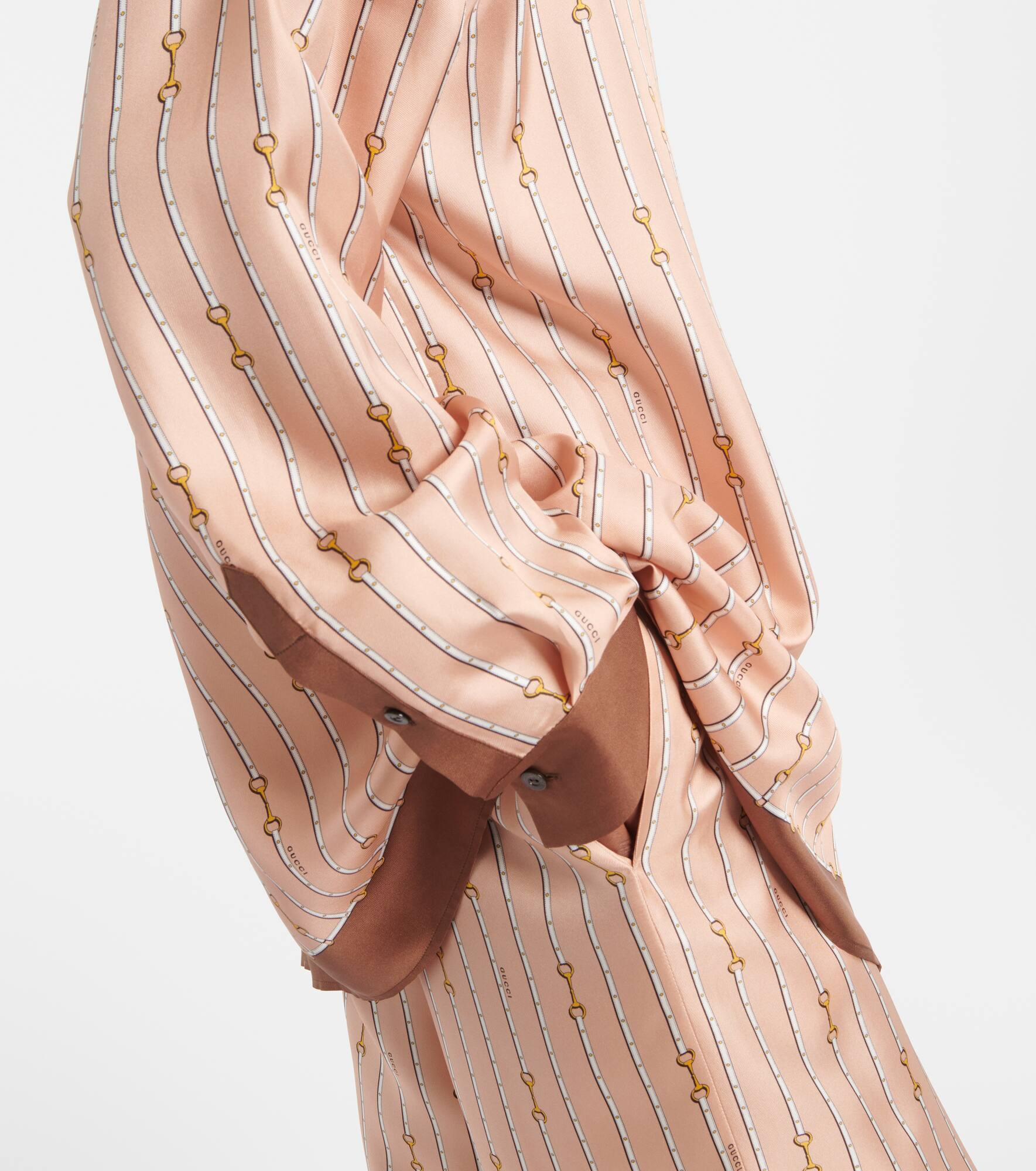 Horsebit oversized silk shirt - 5