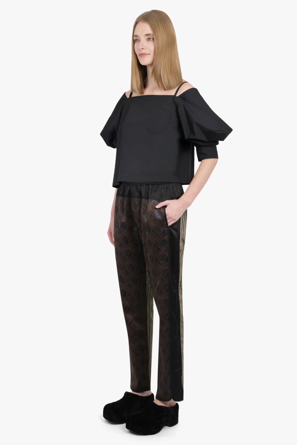 PARCHER CONTRAST PRINT PANT | BROWN - 2