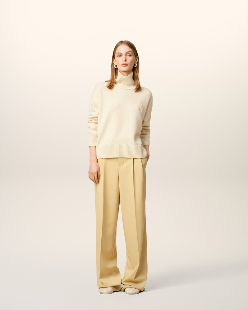 AMI Paris WHITE WOOL AMI DE COEUR FUNNEL NECK SWEATER outlook