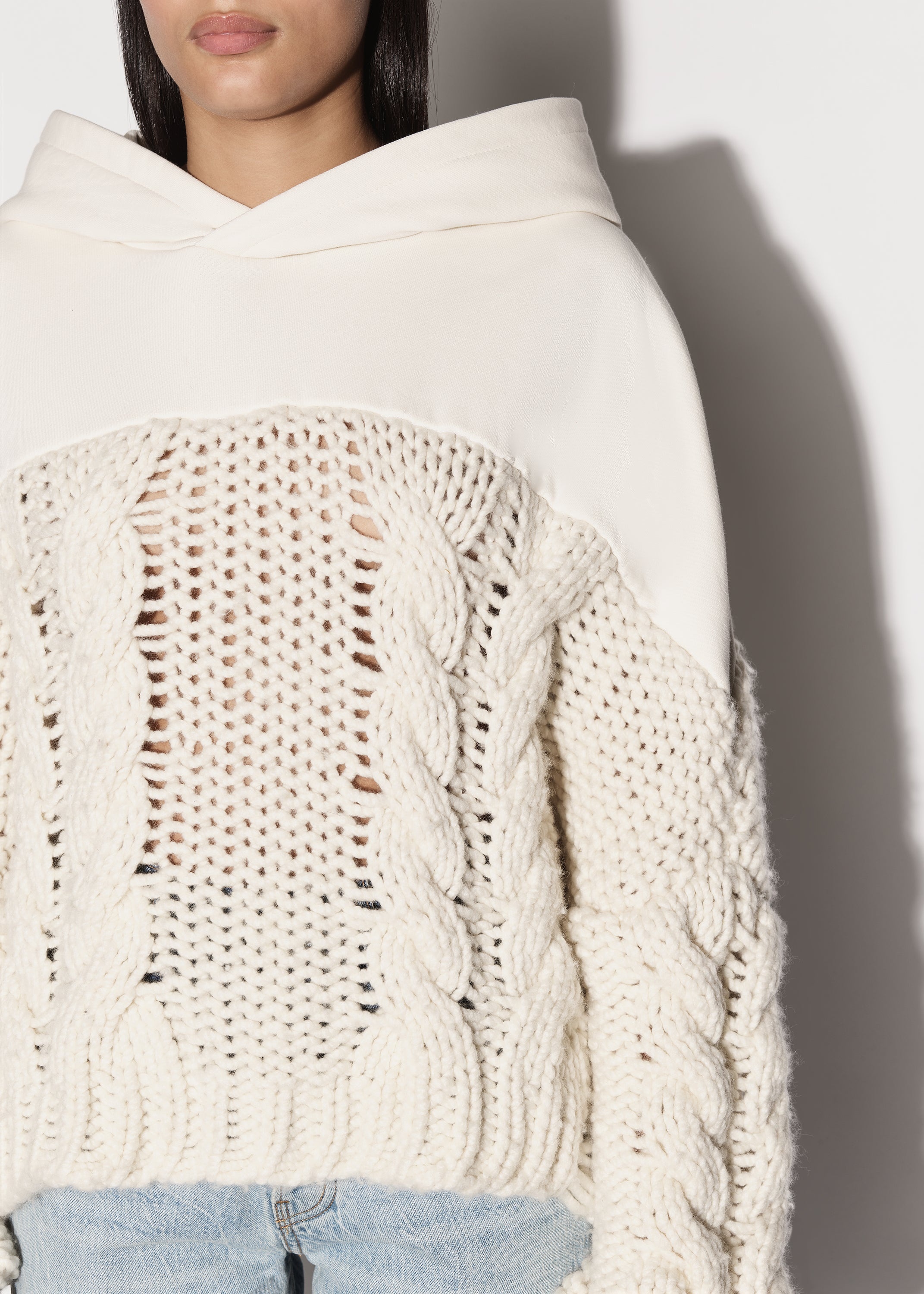 CABLE KNIT HYBRID HOODIE - 6