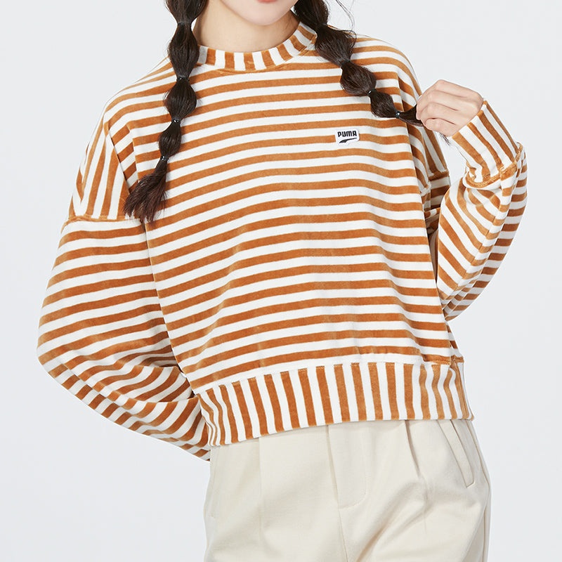 (WMNS) PUMA Striped Knitted Sweater 'Beige' 537632-74 - 3