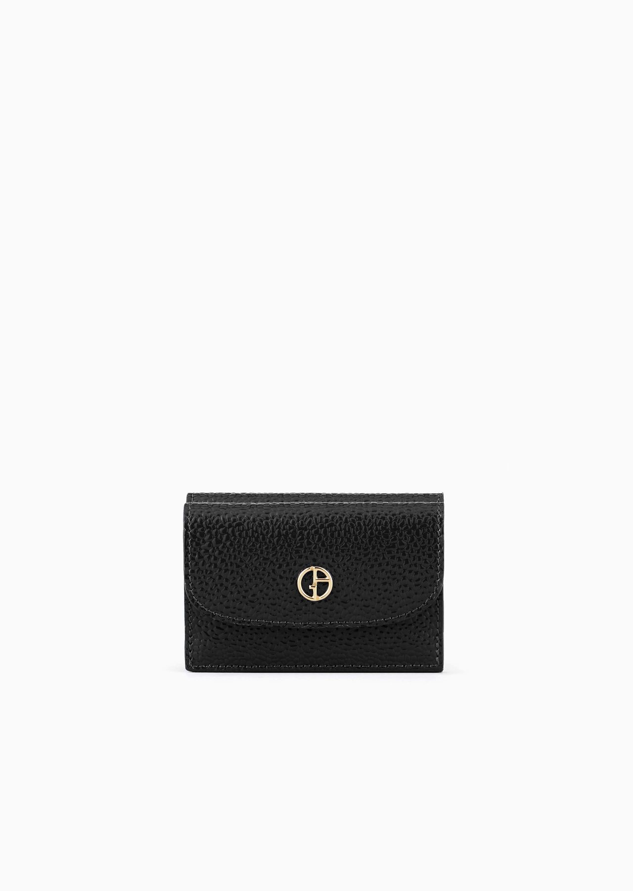 La Prima mini trifold wallet in pebbled patent leather - 1