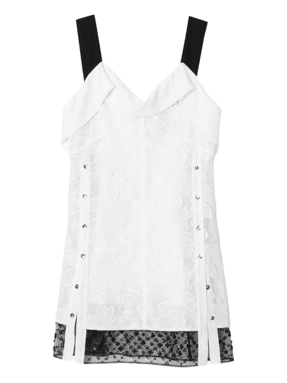 lace-insert eyelet mini dress - 5