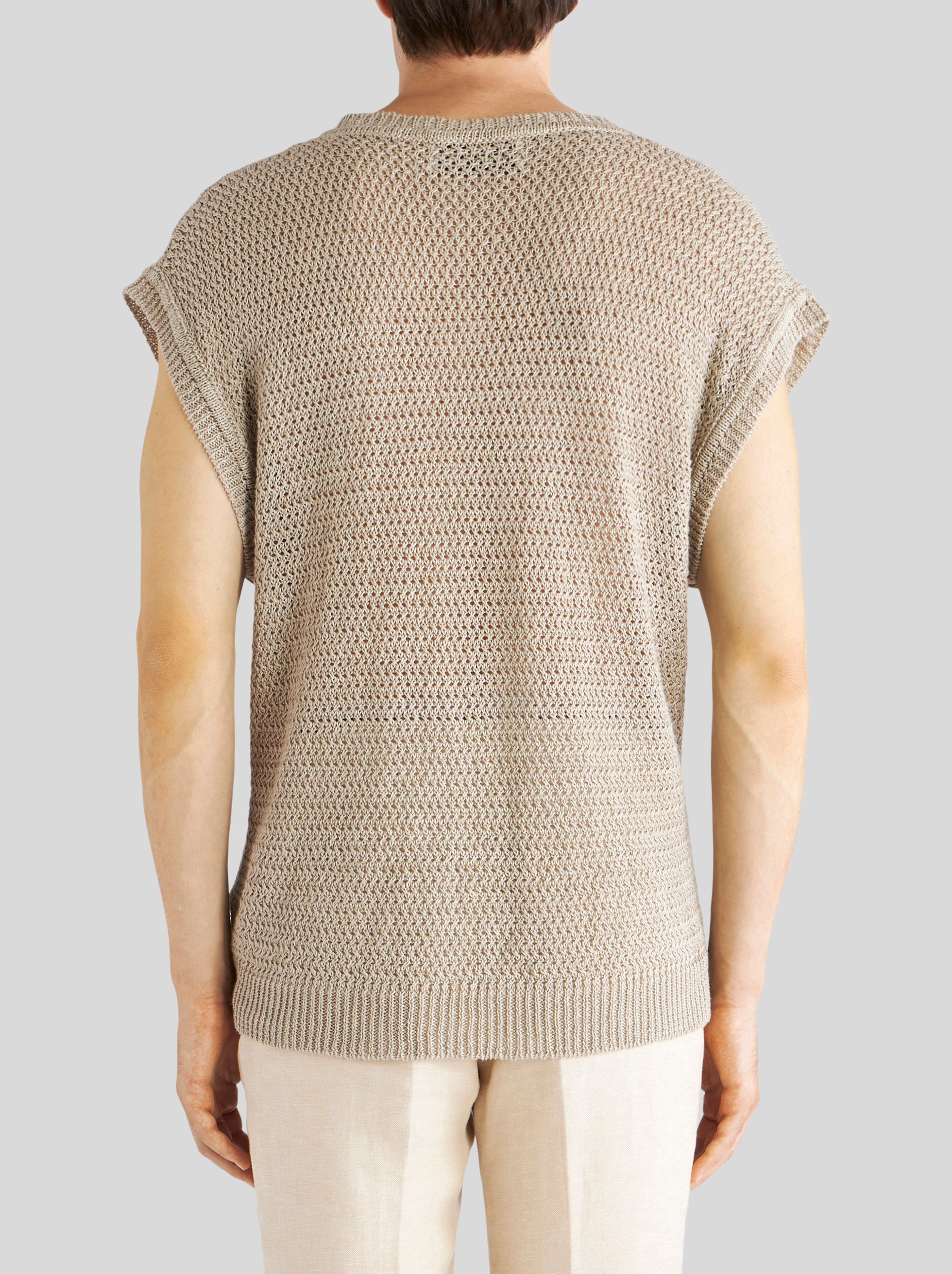 KNITTED LINEN GILET - 4