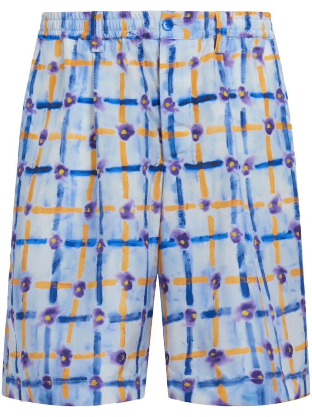 abstract-print silk Bermuda shorts - 1