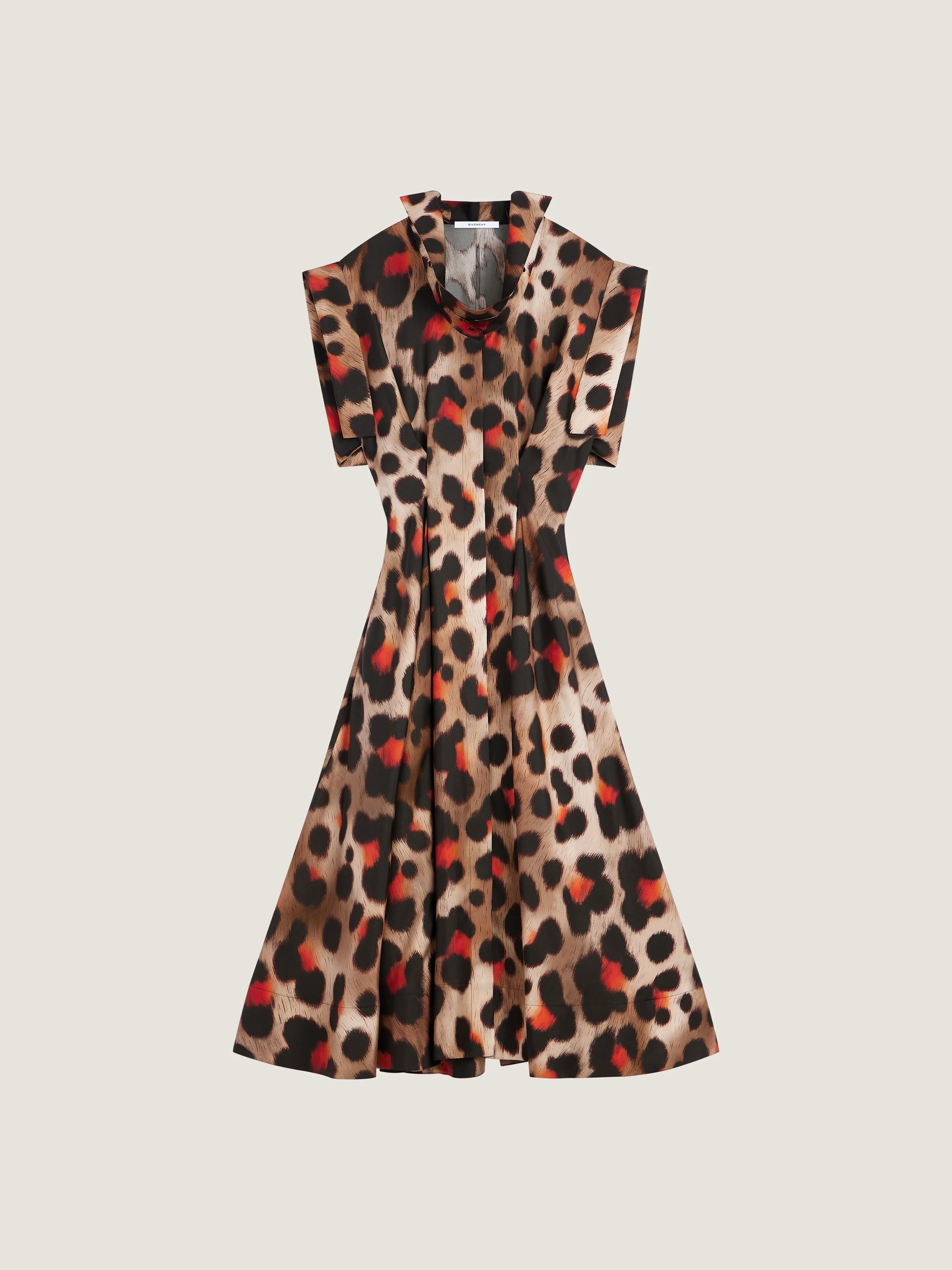 SHIRT DRESS IN LEOPARD SILK WITH DECONSTRUCTED COLLAR - 1