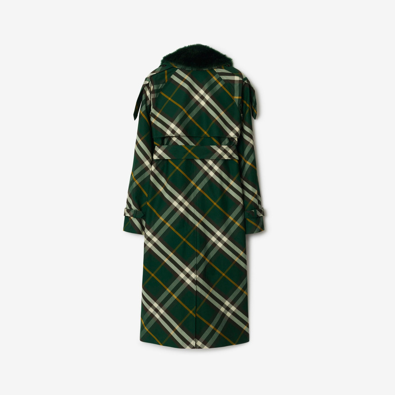 Long Check Gabardine Trench Coat 5