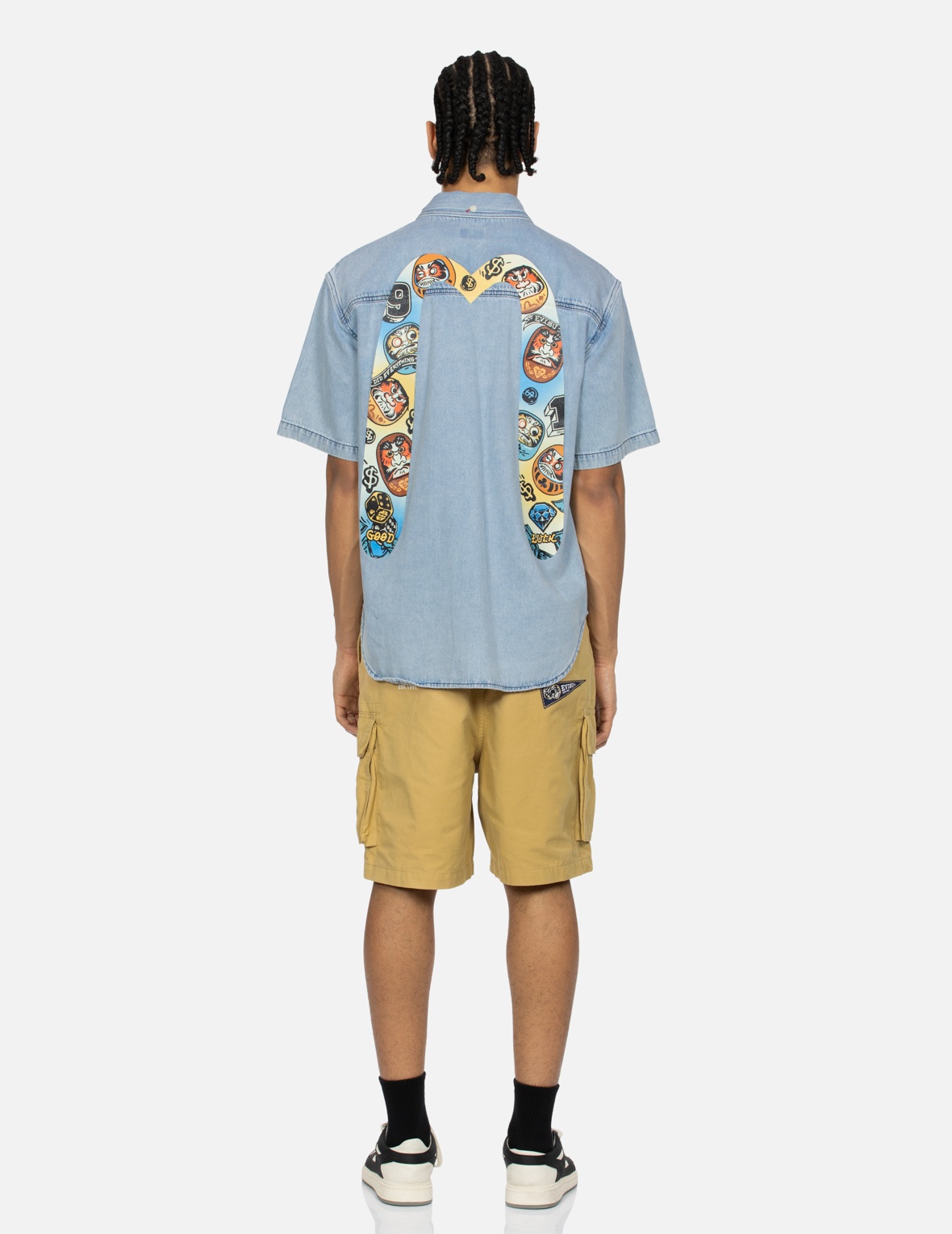 SEAGULL AND LOGO FLAG LABELS PRINT FASHION FIT SHORTS - 5