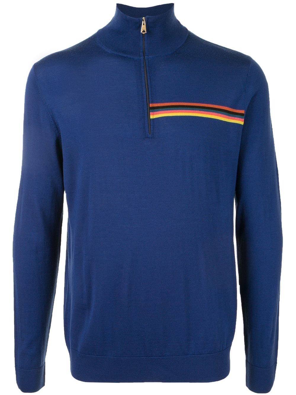 Artist Stripe trim zip-up merino jumper - 1