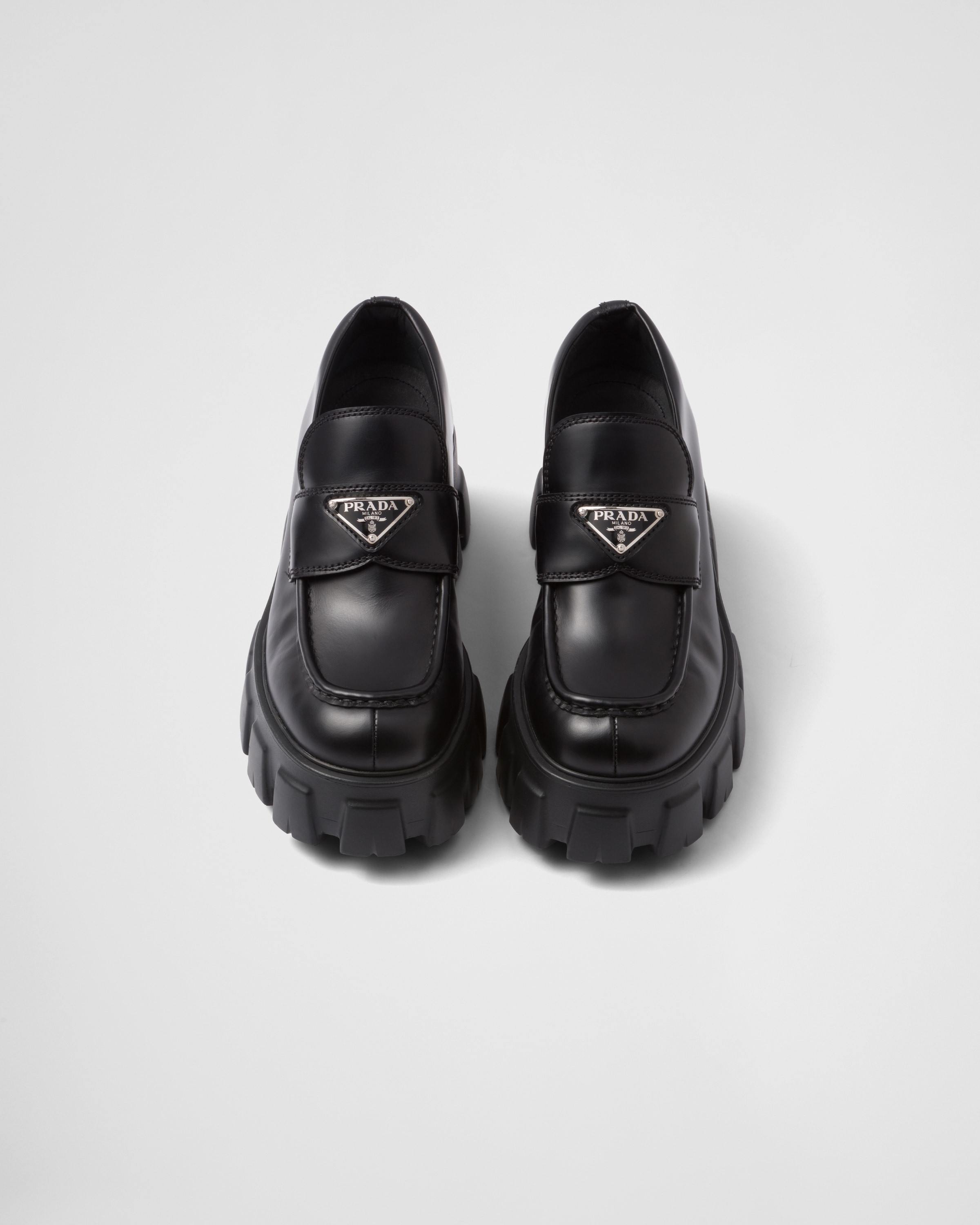 Brushed leather Monolith loafers - 4