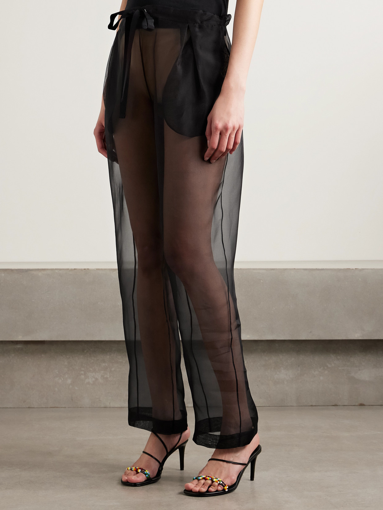 Trenton Pleated Silk-organza Tapered Pants - 4