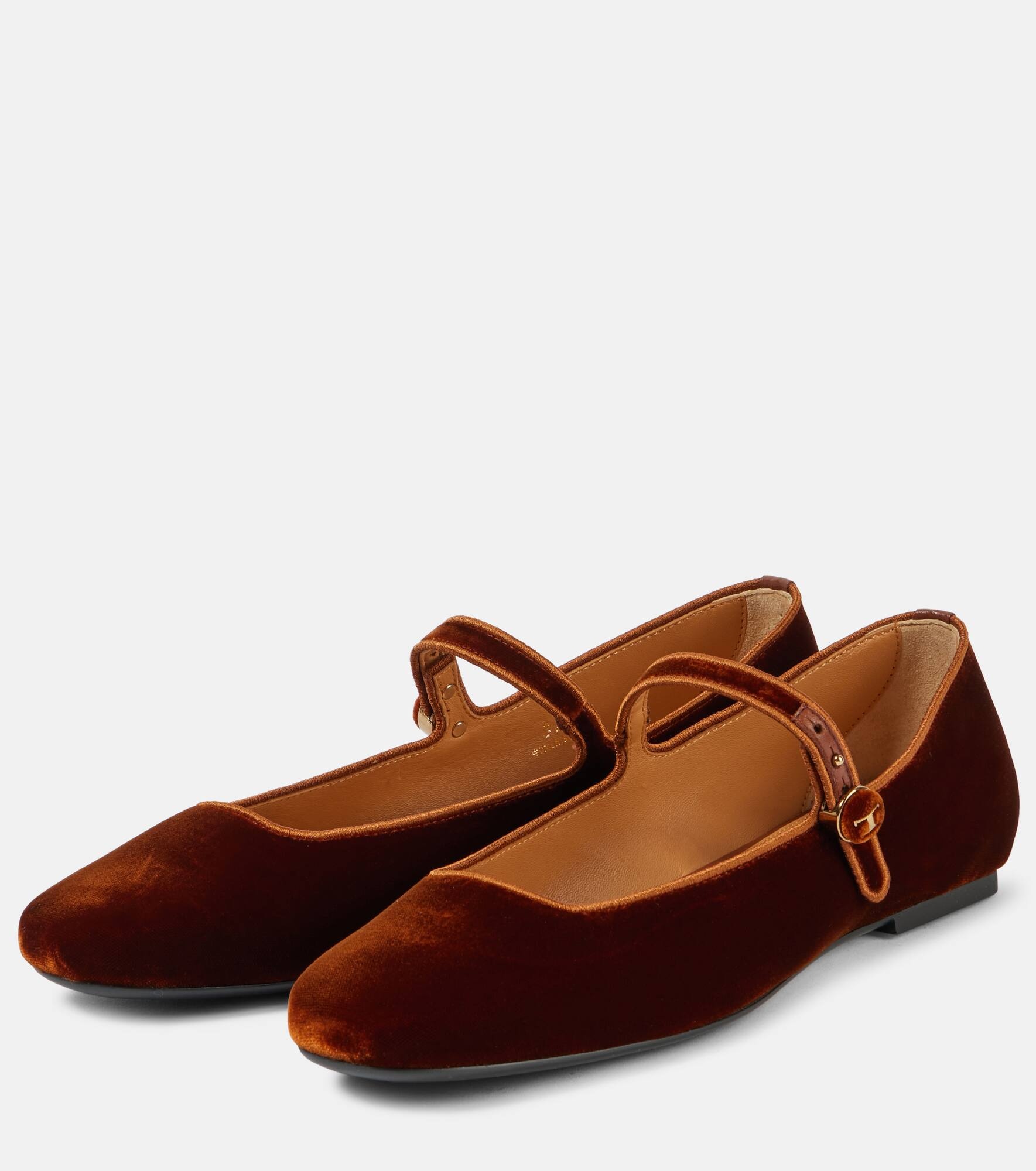 Velvet Mary Jane flats - 4