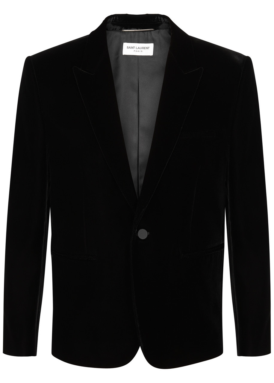 Single-breasted velvet blazer - 1