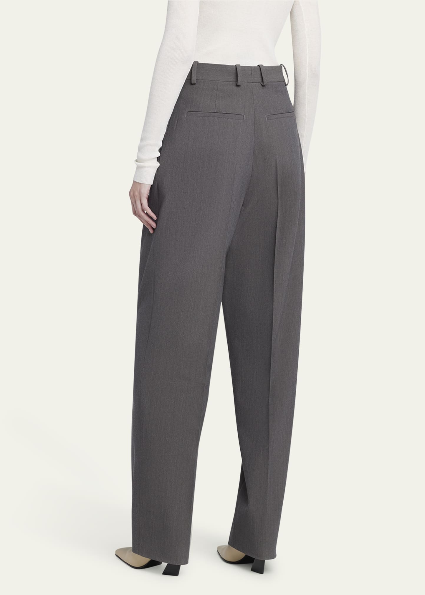Tapered Wool Stretch Tricotine Trousers - 3