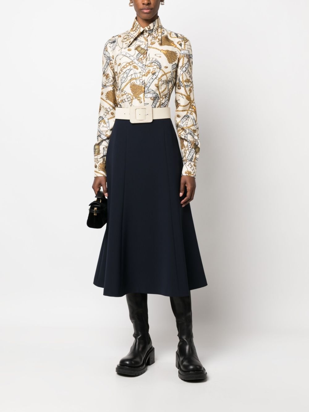 bridle-print silk shirt - 2